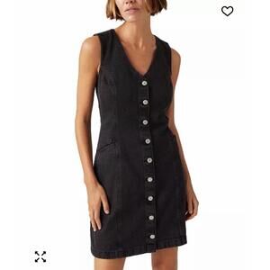 Levi’s Black Denim Button Front Dress Small NWT Sleeveless 90s Minimalist